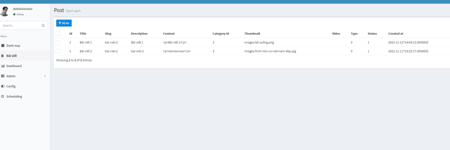 Xây dựng trang quản trị laravel 9 với Laravel-admin bằng demo 1 trang blog cá nhân phần 2 CURD